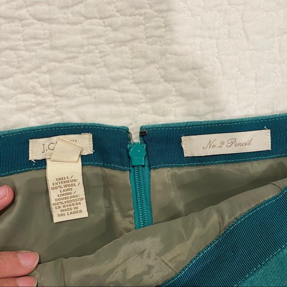 J crew teal pencil skirt 100% wool like new - Picture 3 of 4